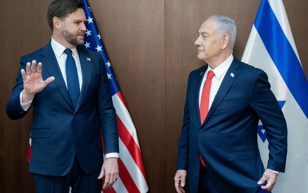 فانس خلال لقاء نتنياهو (أ ف ب)