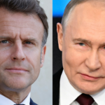 الرئيس الروسي فلاديمير بوتين ونظيره الفرنسي إيمانويل ماكرون (أ ف ب)