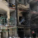 مبنى مدمر في وسط طهران (أ ف ب)