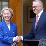 أورسولا فون دير لايين ورئيس الوزراء الأسترالي أنتوني ألبانيزي (أ ف ب)