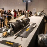 أجزاء من طائرات مسيرة تم إسقاطها في أبوظبي (أ ف ب)