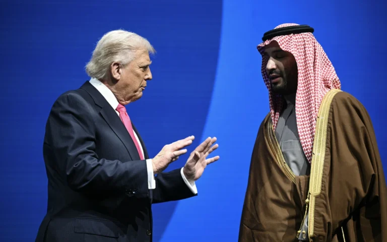محمد بن سلمان وترامب في منتدى الاستثمار الأمريكي السعودي في واشنطن (أ ف ب)