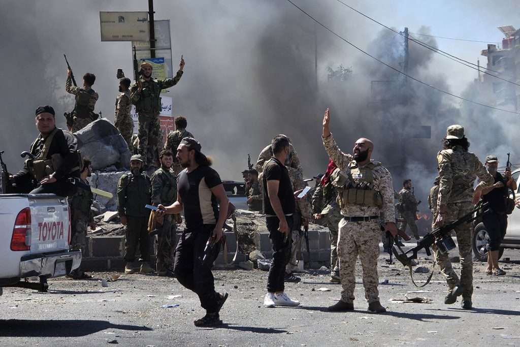 Forces from the Syrian security and army in the city of Suwayda following clashes. AFP