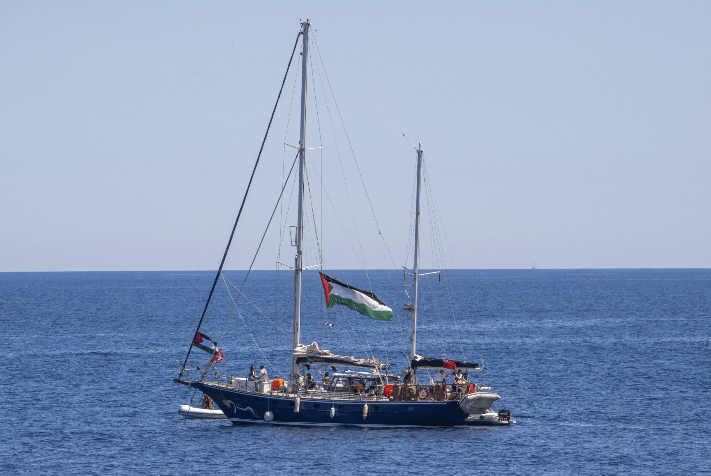 The Madleen ship on its route to Gaza (AFP)