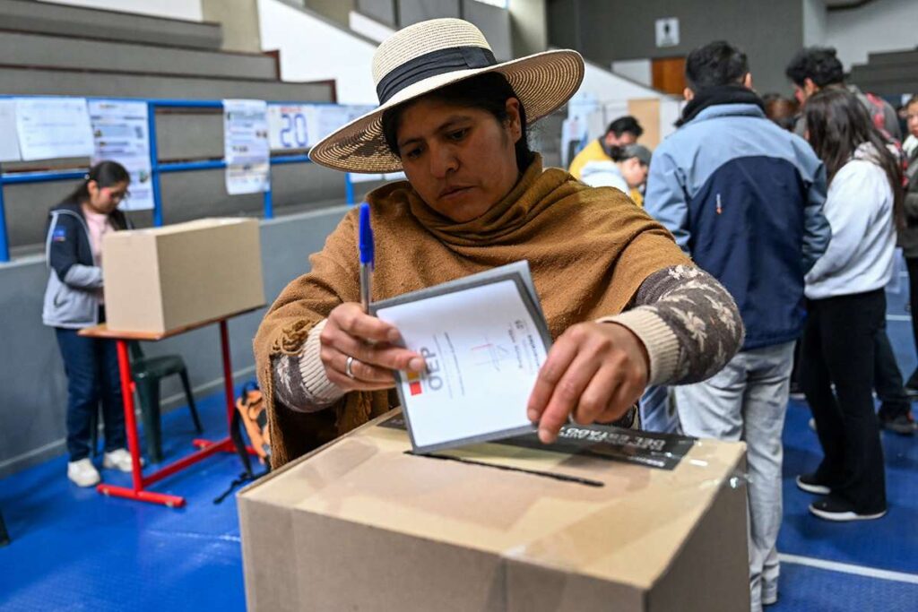 A woman casts her vote at a polling station during the presidential election in La Paz. (AFP)