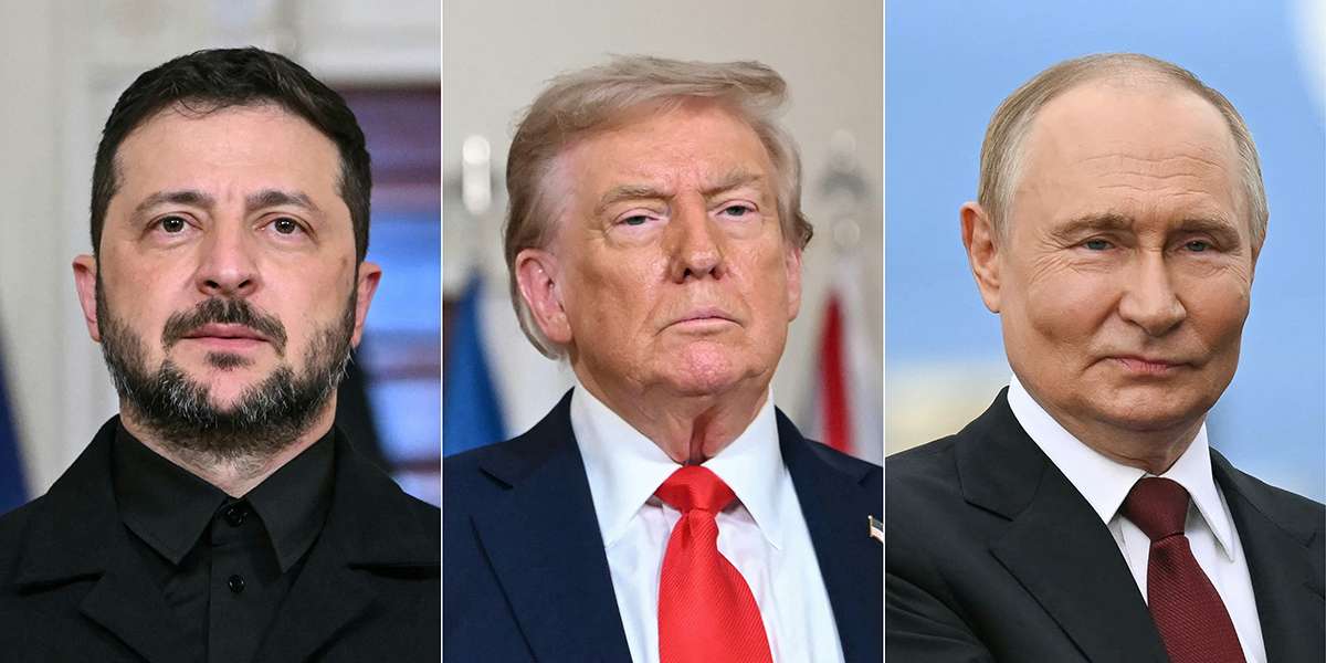 Donald Trump, Volodymyr Zelensky and Vladimir Putin