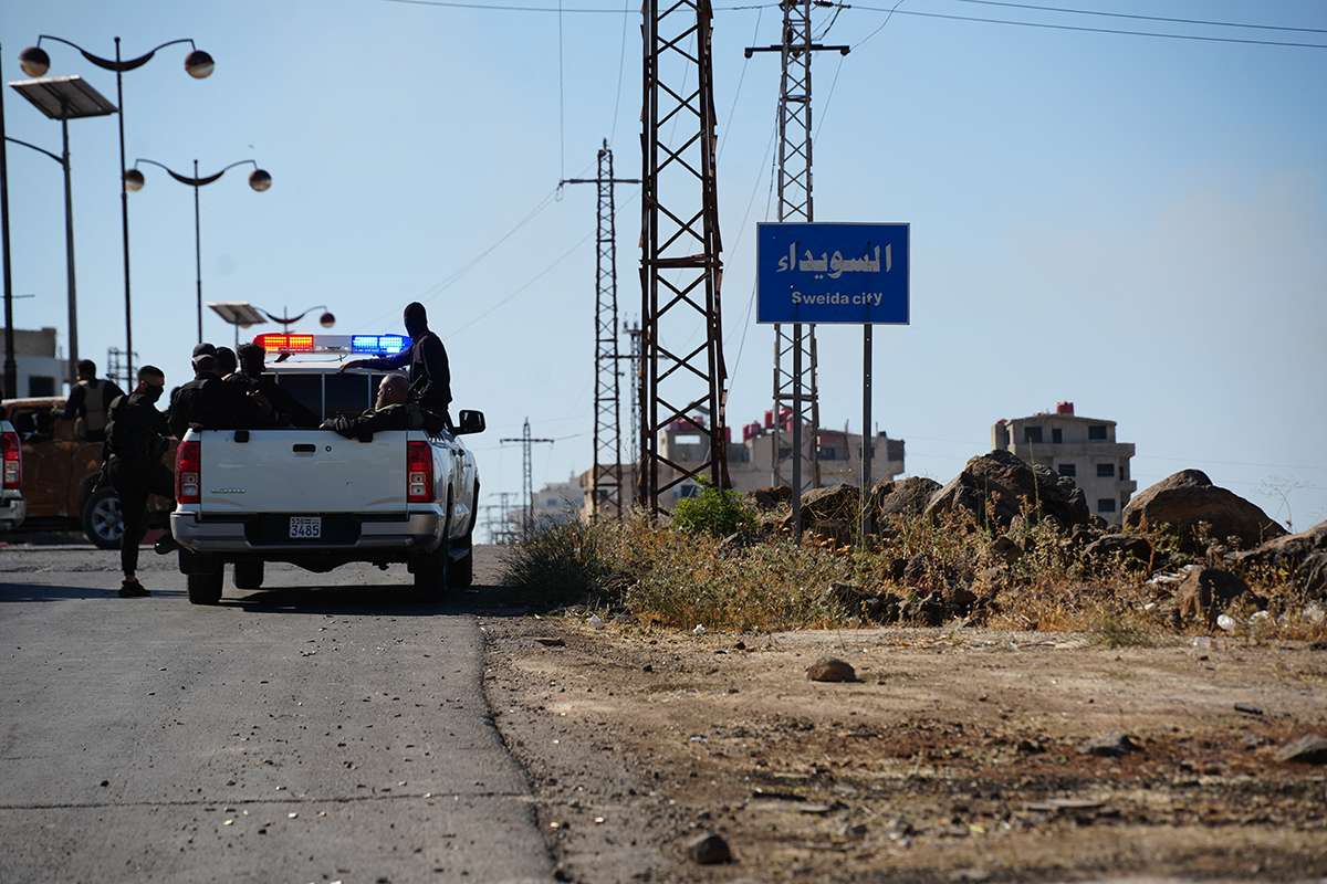 Syrian security forces heading towards Sweida. AFP