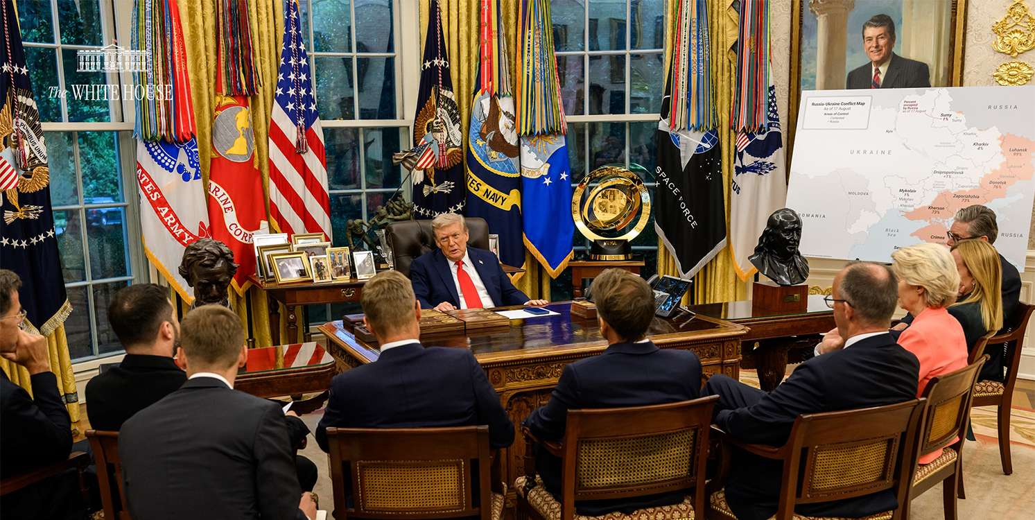 Trump during his recent meeting with Zelensky and European leaders. The White House