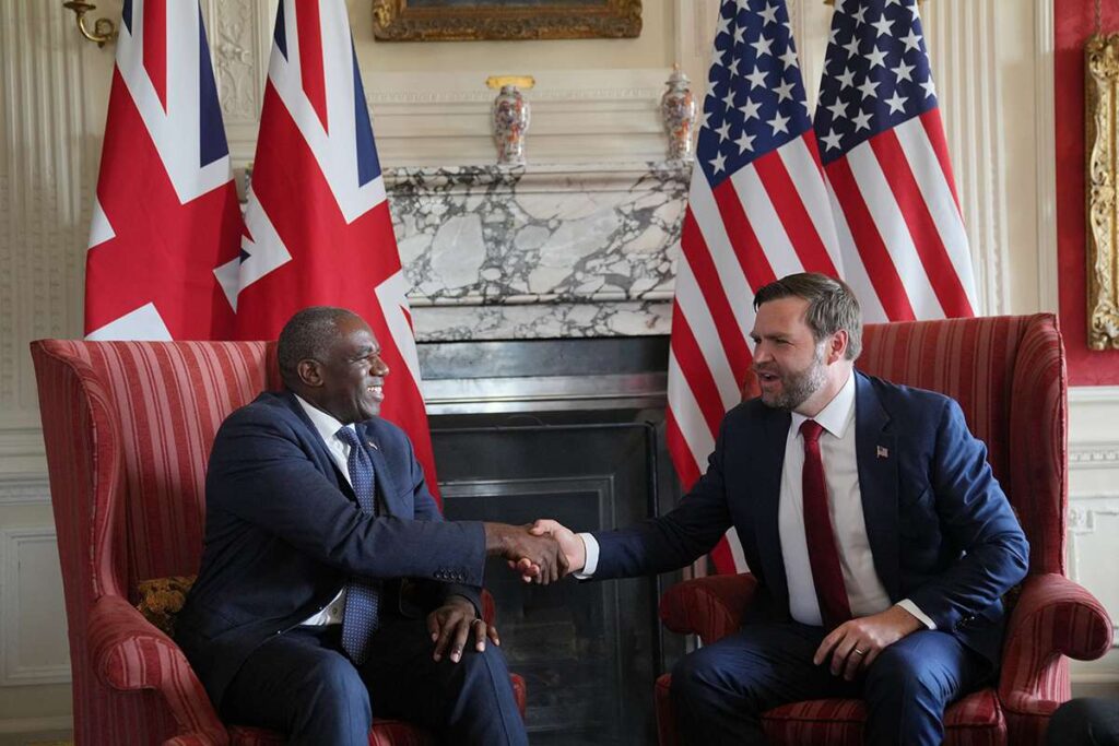 UK Foreign Secretary David Lammy with US Vice President JD Vance in Kent. AFP