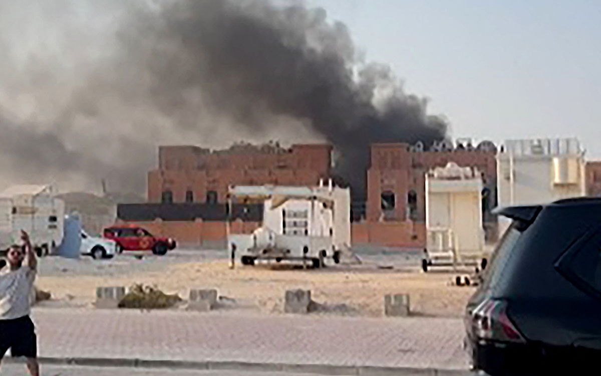 Smoke billowing after explosions in Qatar's capital Doha, yesterday. AFP