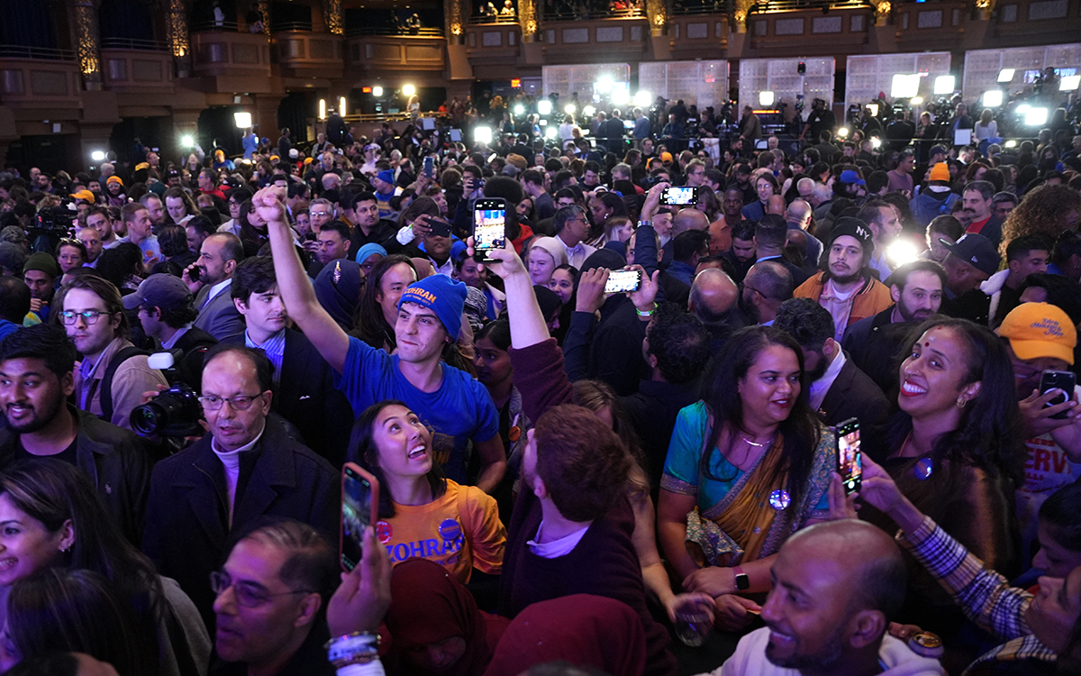 Supporters of New York City Mayoral candidate Zohran Mamdani celebrate in New york