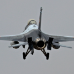 Romania Downs First Drone Since Ukraine War A General Dynamics F-16 Fighting Falcon of the Romanian Air Force flying