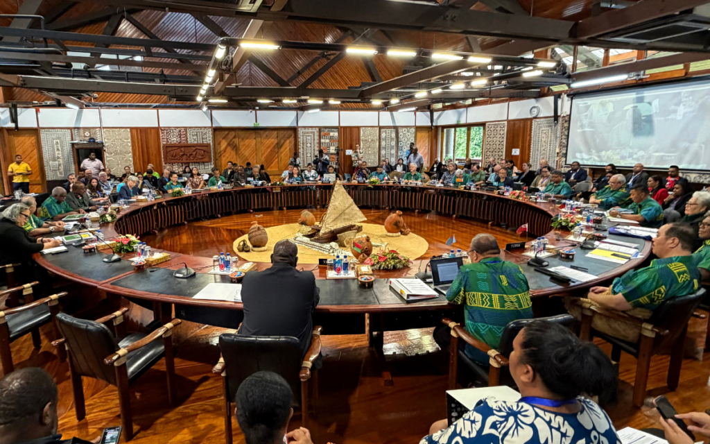 Foreign ministers and top diplomats of the Pacific Islands countries attend a meeting of the Pacific Islands Forum (PIF) in Suva, Fiji, on August 7, 2026